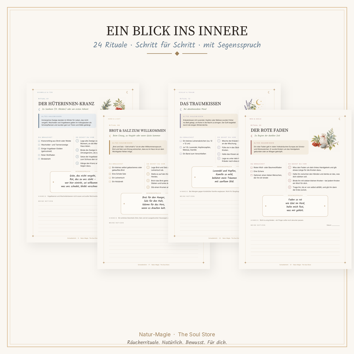 Schwellenlicht Schutzbuch dunkle Jahreszeit | 24 Schutzrituale, Haussegen zum Ausdrucken & altes Hauswissen | PDF E-Book 47 Seiten