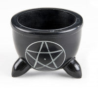 Specksteinschale/Räucherschale m. Gravur Pentagramm, groß, mittel oder klein - Natur Magie