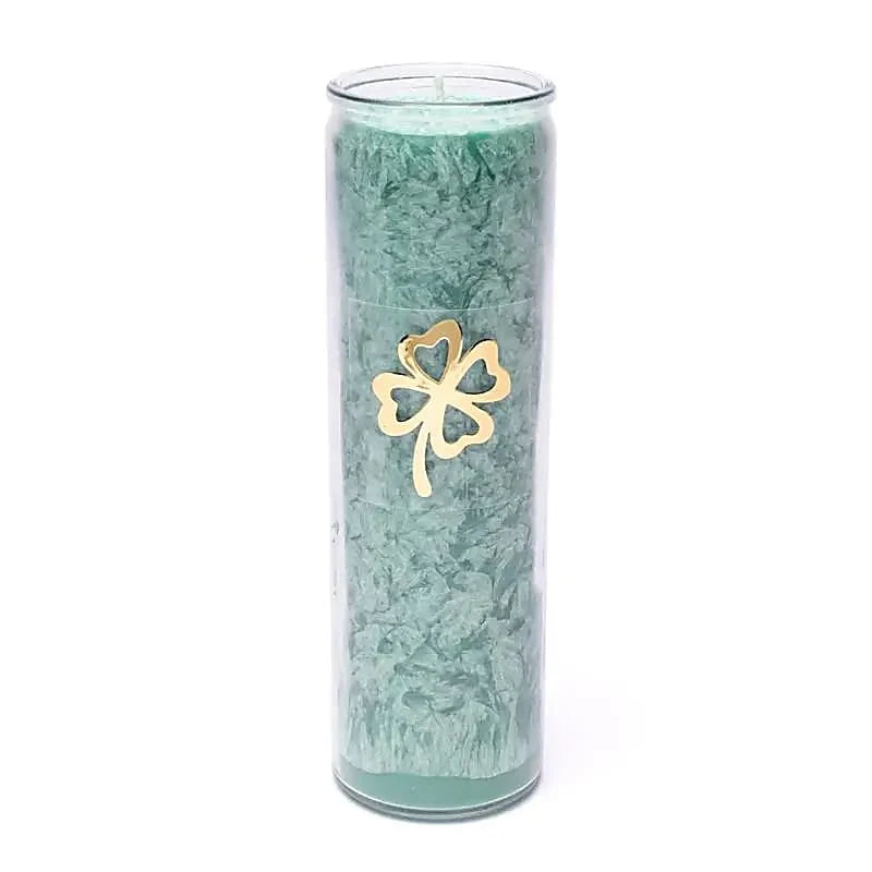 Stearin candle four-leaf clover green unscented