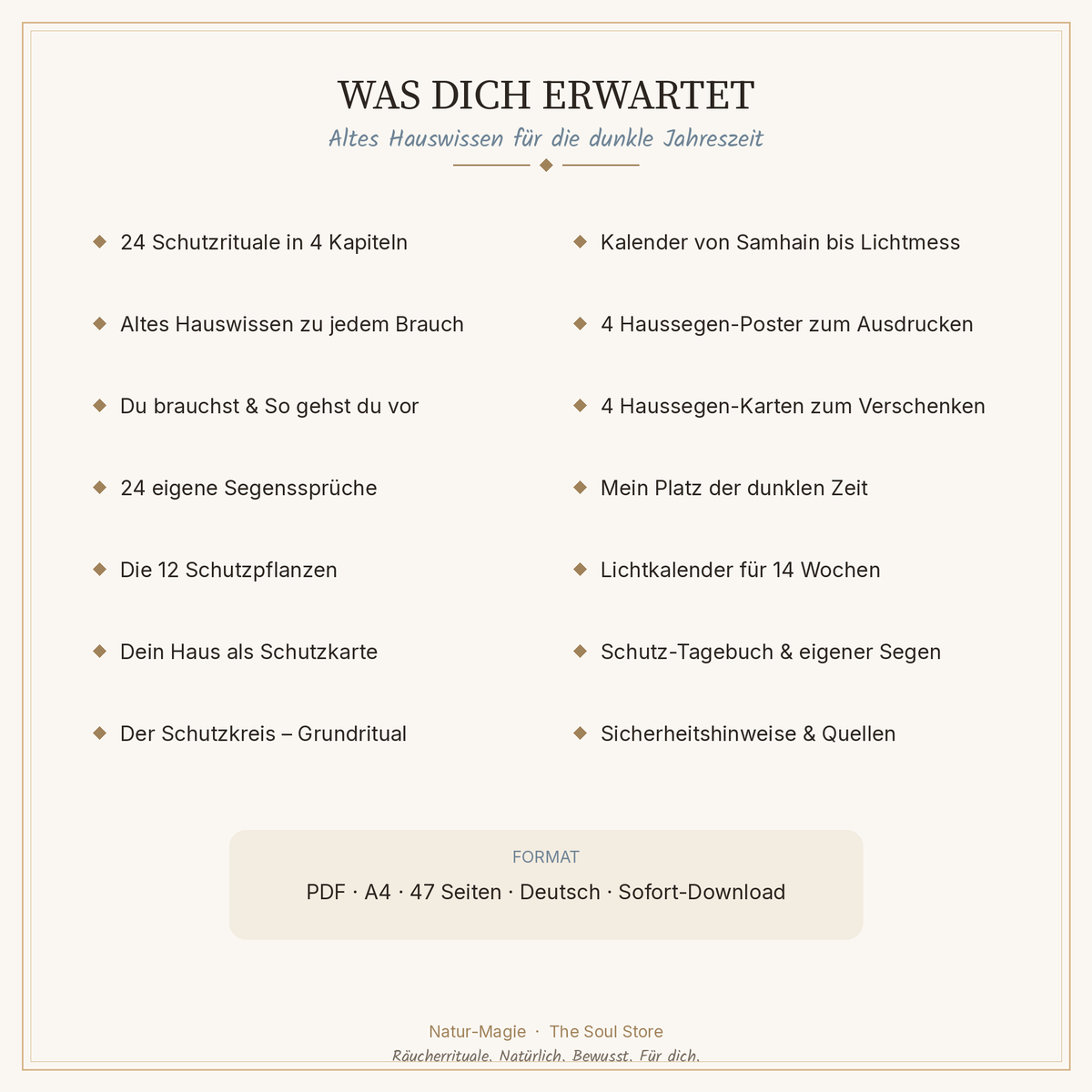 Schwellenlicht Schutzbuch dunkle Jahreszeit | 24 Schutzrituale, Haussegen zum Ausdrucken & altes Hauswissen | PDF E-Book 47 Seiten