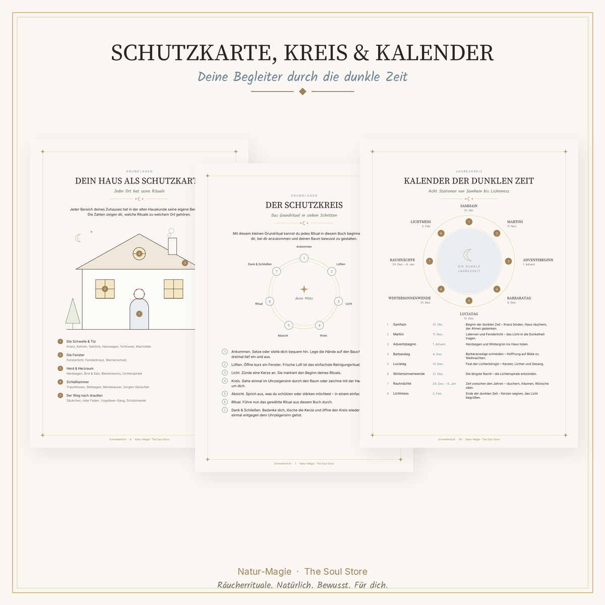 Schwellenlicht Schutzbuch dunkle Jahreszeit | 24 Schutzrituale, Haussegen zum Ausdrucken & altes Hauswissen | PDF E-Book 47 Seiten