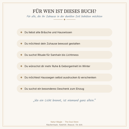 Schwellenlicht Schutzbuch dunkle Jahreszeit | 24 Schutzrituale, Haussegen zum Ausdrucken & altes Hauswissen | PDF E-Book 47 Seiten