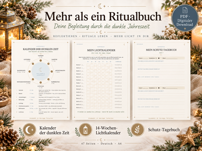 Schwellenlicht Schutzbuch dunkle Jahreszeit | 24 Schutzrituale, Haussegen zum Ausdrucken & altes Hauswissen | PDF E-Book 47 Seiten