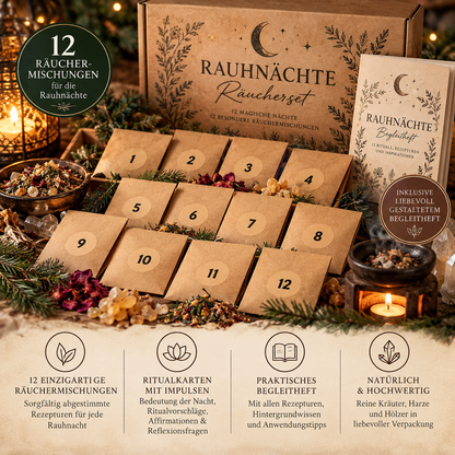 Rauhnächtekalender Rauhnächte Ritualset | 12 Räuchermischungen mit Begleitheft | Rauhnacht Räucherset | Spirituelles Geschenk