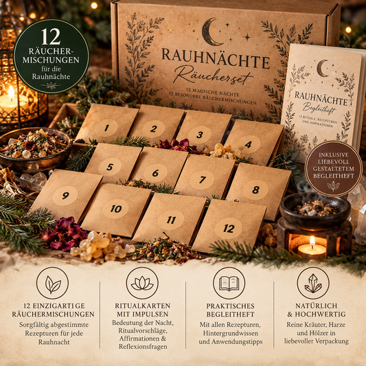 Rauhnächtekalender Rauhnächte Ritualset | 12 Räuchermischungen mit Begleitheft | Rauhnacht Räucherset | Spirituelles Geschenk