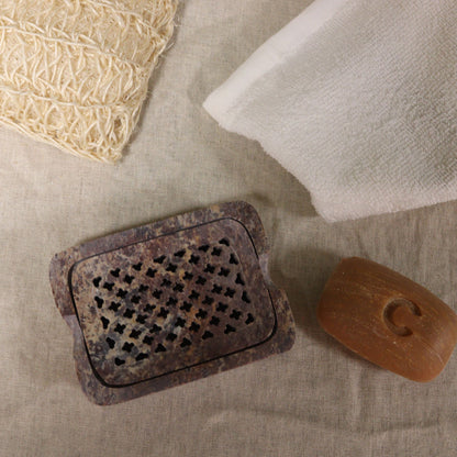 Soapstone Soap Dish & Drainer 11x8cm- Classic Square