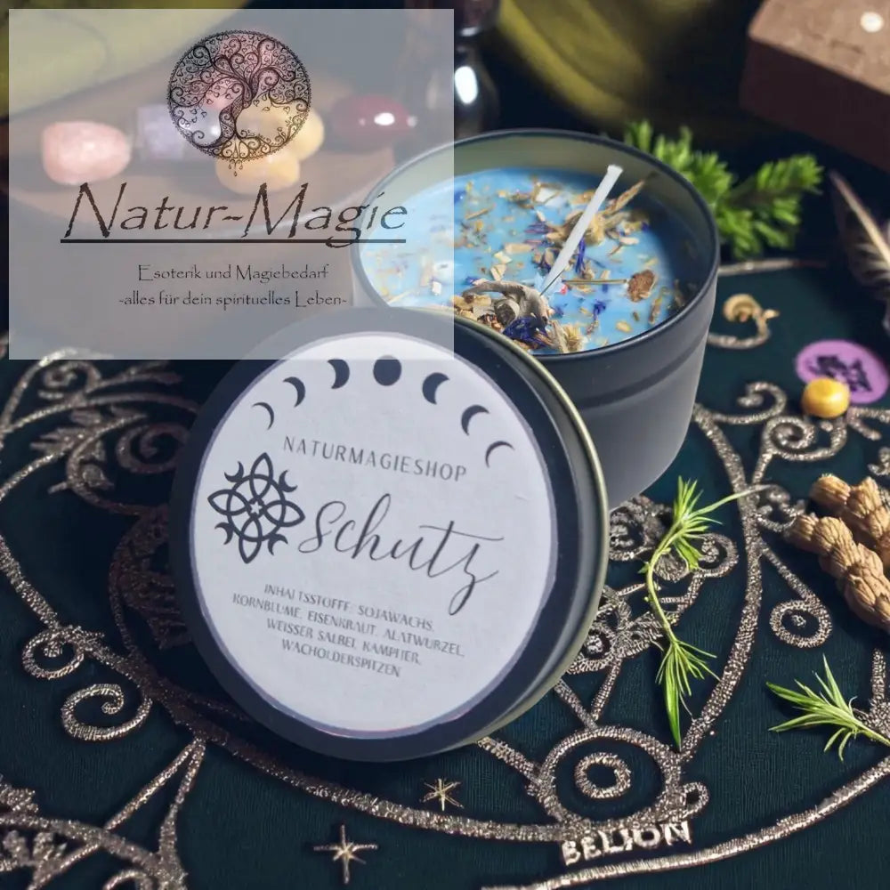 Bio Kräuterkerzen/Ritualkerzen Handmade groß und klein - Schutz=Blau / groß - Ritualkerze