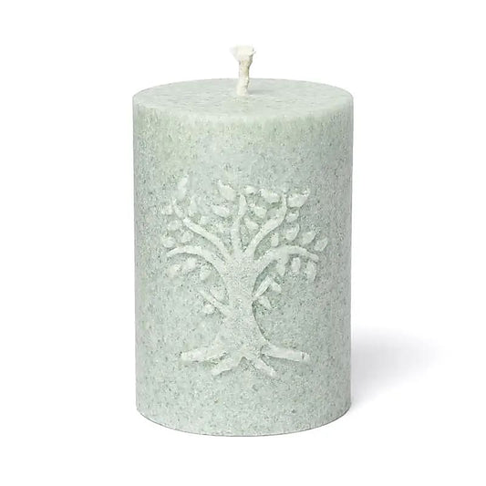 Embossed Votive Candle Tree of Life Stearin Sage Green