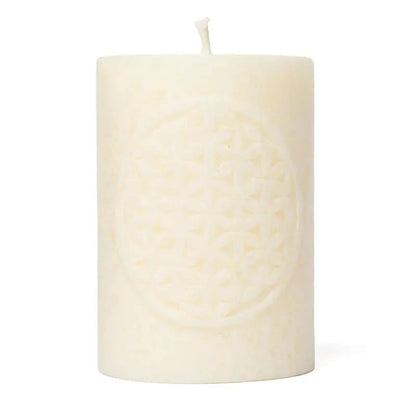 Blume des Lebens Kerze Off-White – Harmonie, Einheit & innere Balance