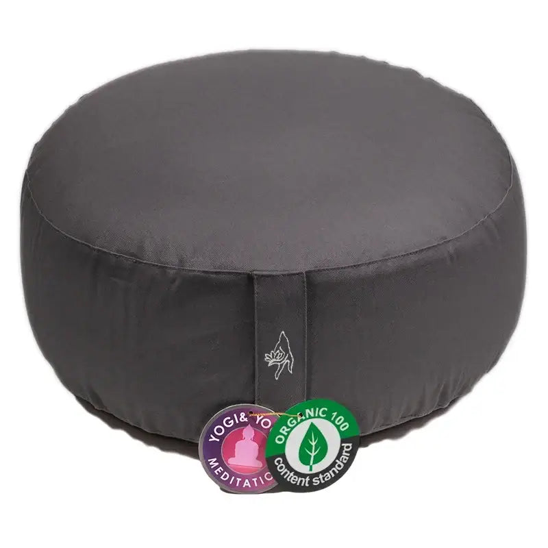 Meditationskissen rund – aus Bio-Baumwolle - antrazit - yoga