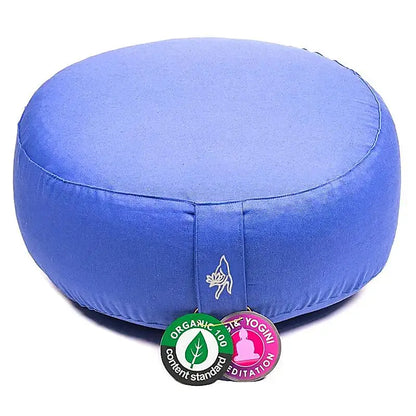Meditationskissen rund – aus Bio-Baumwolle - Blau - yoga