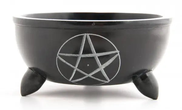 Specksteinschale/Räucherschale m. Gravur Pentagramm, groß, mittel oder klein - Natur Magie