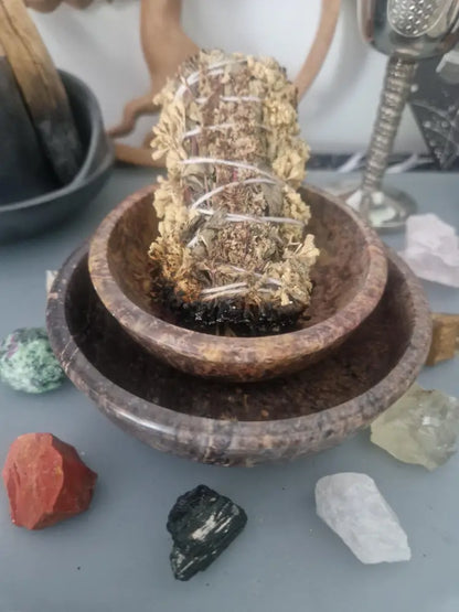 Steinschale-Speckstein 13cm oder 10cm und 7,2 cm Pottpouri Räuchergefäß Räucherschale - 10,5
