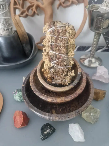 Steinschale-Speckstein 13cm oder 10cm und 7,2 cm Pottpouri Räuchergefäß Räucherschale - 7,5